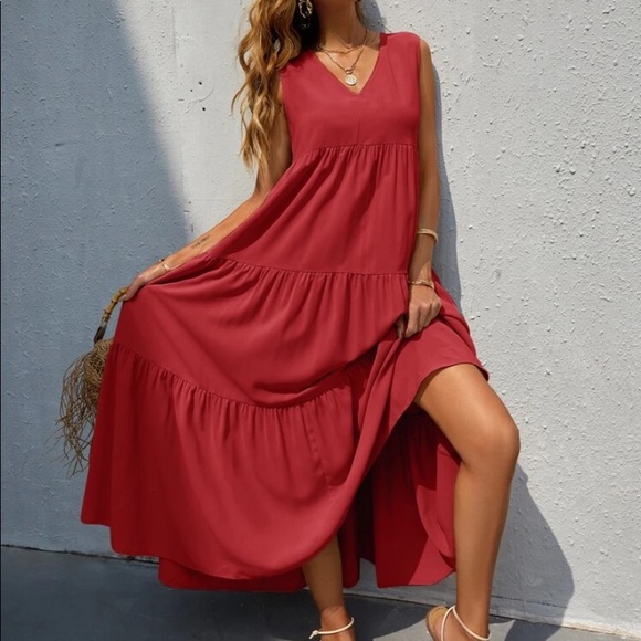 Boho V neck ruffle hem maxi dress - Picture 11 of 15